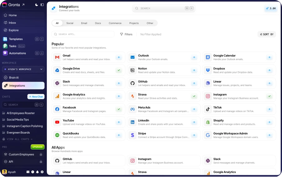 The integrations catalogue
